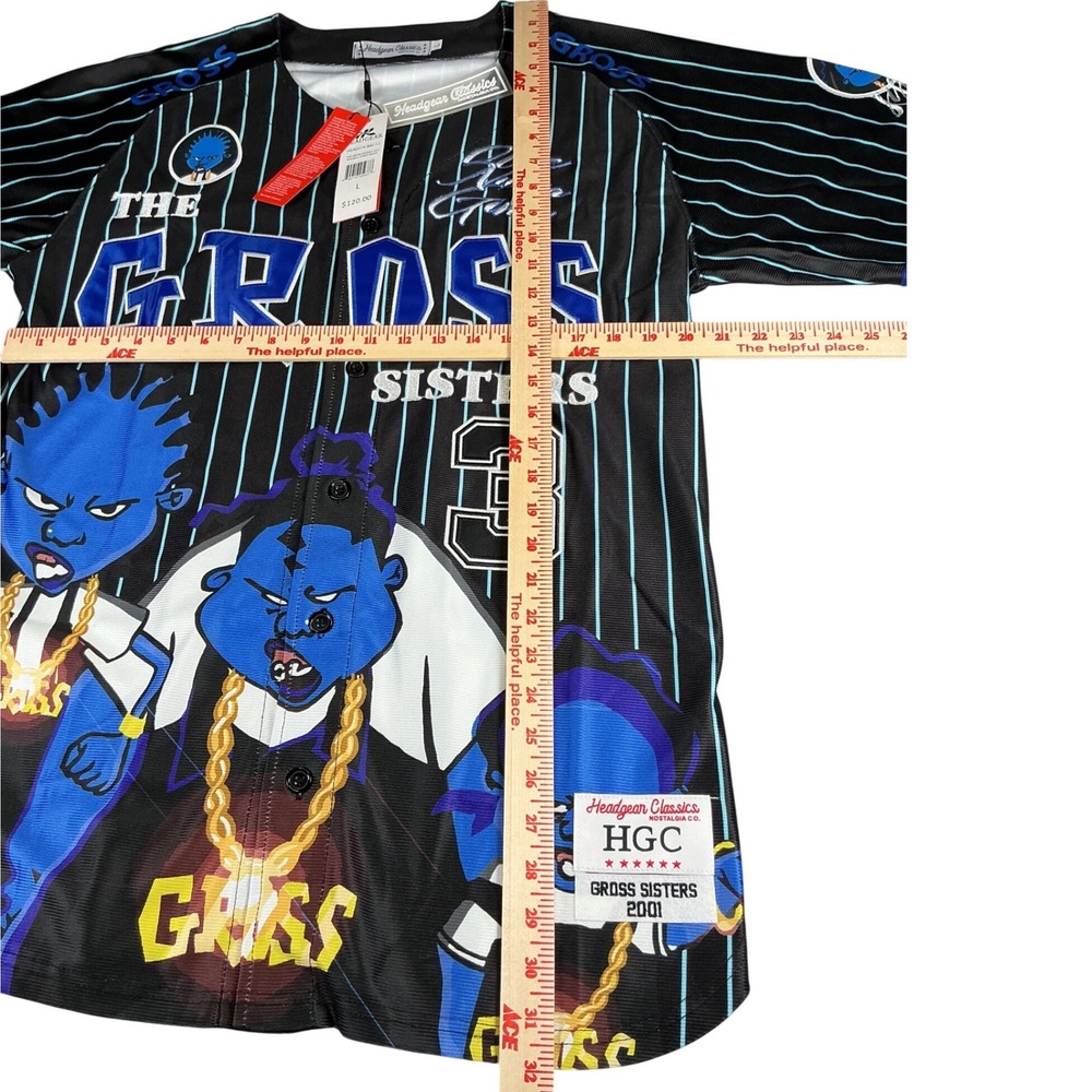 Headgear Classics Gross Sisters Baseball Jersey Black Blue Proud Family L NWT - Picture 12 of 13